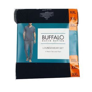 Buffalo David Bitton Men's Kirose Slit Neck T-Shirt – Colorblock Hi-Lo Hem, Medium, Whale Combo Color